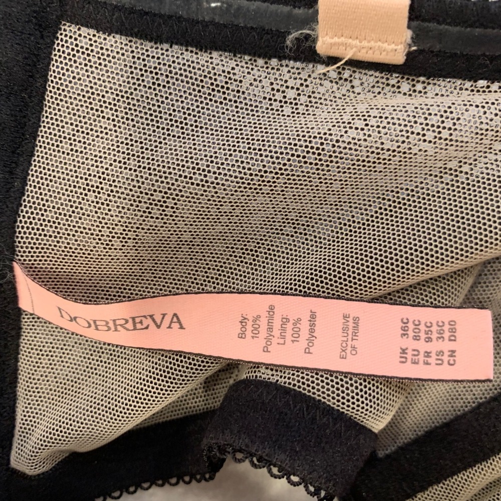 Black eyelash Lace Bra 36C Coquette Gothic Romantic strapless rage whimsigoth - Picture 4 of 5